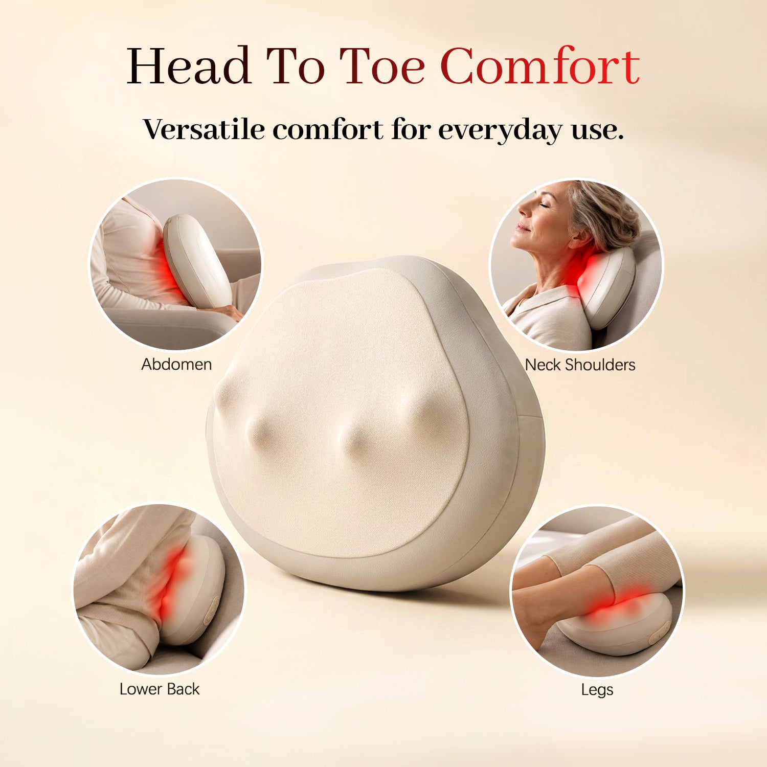 Yoeyou 3D Roller Heat Massage Pillow