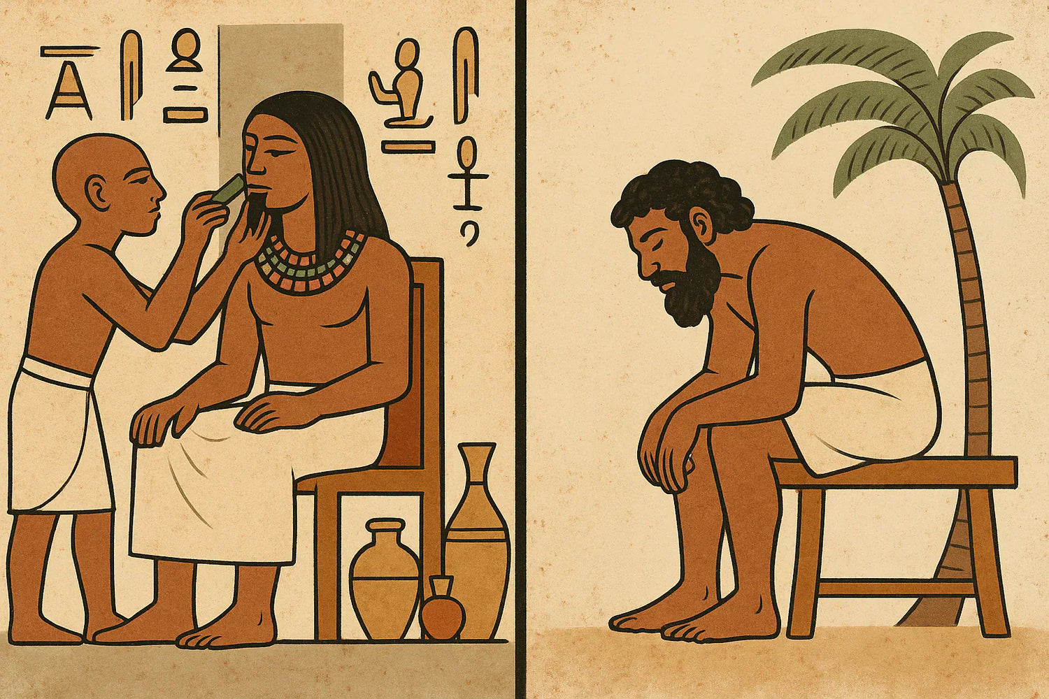 Ancient Egyptian hair removal - noble receiving service vs common man, 3000 BC beauty practice